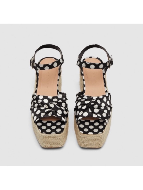 Zara Black Polka Dot Platform Espadrille Sandals